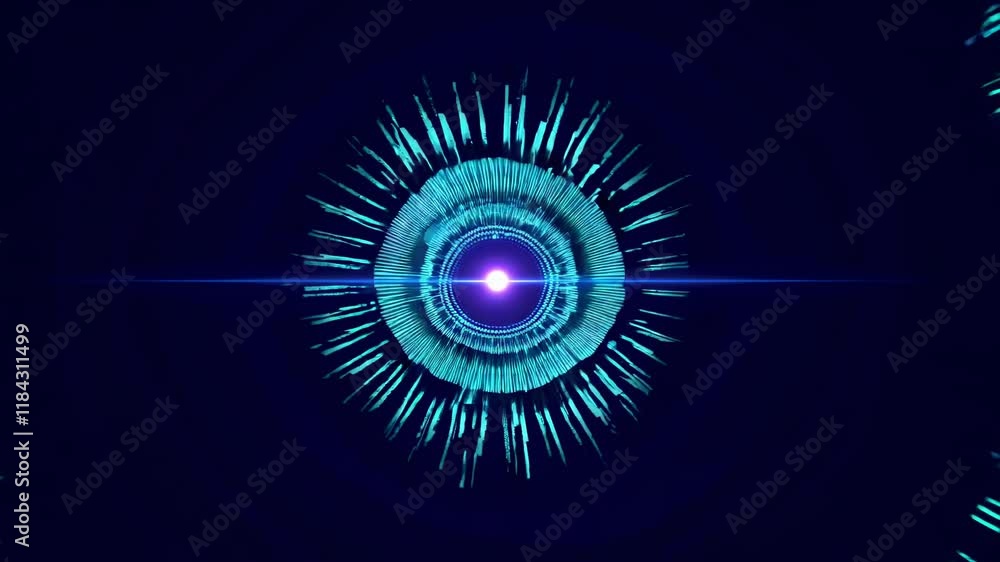Poster colorful abstract animation of swirling shapes creating a dynamic visual effect in a dark background