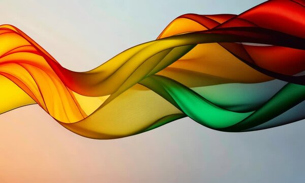 Vibrant colored fabric waving in air, symbolizing diversity and inclusivity