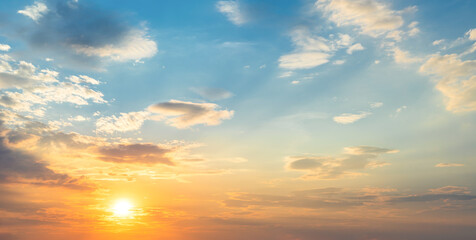 Sunset sky for background or sunrise sky and clouds the morning.