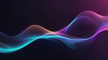 Fototapeta premium Abstract Waving Particle Technology Colorful equalizer wave Background Design Abstract wave moving dots flow particles hitech and big data background design for brochures