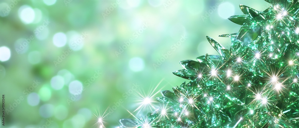 Poster glittering greenery a sparkling holiday scene with bokeh background