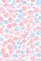 Sea Shell Pattern: Delicate pink and blue seashells create a whimsical pattern, reminiscent of a beach day or a summer breeze. Perfect for creating a beachy aesthetic for your designs.