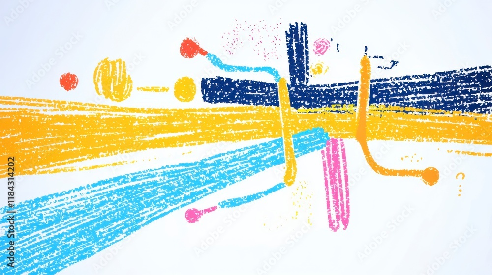 Poster abstract colorful lines and shapes creating dynamic visual movement