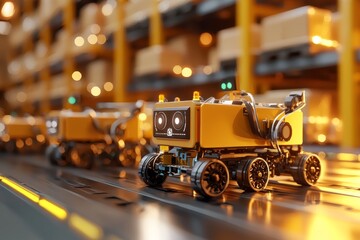 Robotic Warehouse Assistants Optimizing Logistics Operations with Advanced Technology in Modern Distribution Center