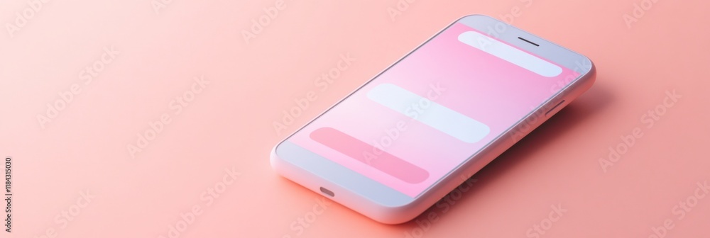 Poster close up view of a modern smartphone showcasing a messenger chat interface with a pink background. g