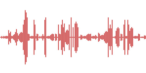 Simple voice sound display. Audio graph of waveform equalizer. Audio levels vector. Transparent PNG design.