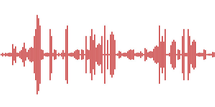Simple voice sound display. Audio graph of waveform equalizer. Audio levels vector. Transparent PNG design.