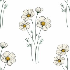 Seamless Pattern Anemone Flowers Big Design for Prints, Textiles, Packaging, Fabrics, and Wrapping Paper