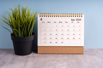 April 2025 desk calendar