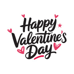 Happy Valentine's Day Vintage Lettering Design with Romantic Elements Vector Illustration