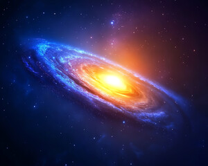 Naklejka premium A stunning view of a vibrant galaxy, showcasing swirling stars and a radiant core, representing the beauty of the universe.