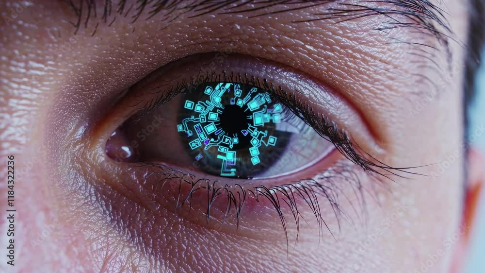 Leinwandbilder intricate close-up of a futuristic eye showcasing advanced technology and circuitry in a surreal des