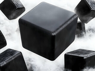 Black Cubes 3D Render Abstract Background