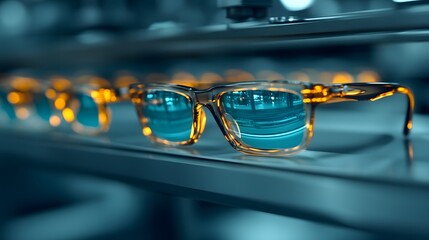 Stylish Optical Eyewear on Display with Colorful Frames and Lenses in a Modern Retail Store Setting for Fashion and Vision Enthusiasts