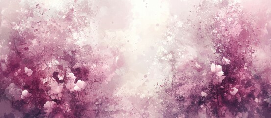 Abstract Watercolor Painting of Pink Blossoms