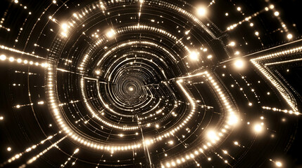 Obraz premium Golden Light Tunnel 3D Abstract Background
