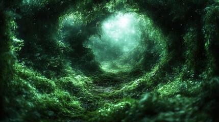 Obraz premium Enchanted Forest Path: A Magical Journey Through Lush Green Woods