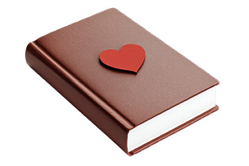 Fototapeta premium Marriage honeymoon concept. A stylish brown book featuring a heart symbol, symbolizing love and knowledge.