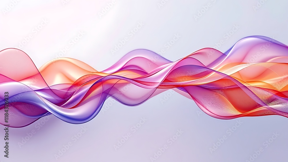 Poster vibrant colorful wavy abstract background of textured translucent fabric layers