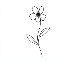 Fototapeta premium Cute, simple line art flower, minimalistic design, white background