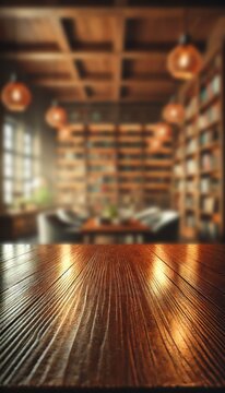 Wooden tree with books on blur background of library with bookshelf. Flawless