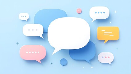 3d Blank white speech bubble pin