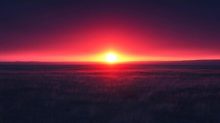 Fiery Sunset over a Vast Desert Plain