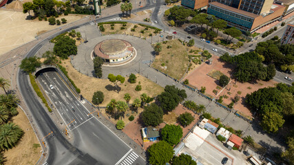 Aerial view of Tecchio square in Naples, Italy. It's located in the Fuorigrotta district.