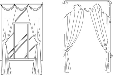 vector sketch, illustration, silhouette, design, drawing, interior furniture, garden, house cloth.eps