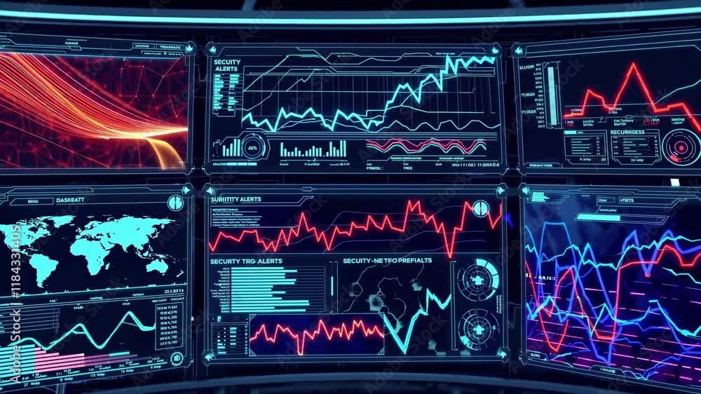 Aufkleber Surveillance dashboard displays security alerts and data trends in real time
