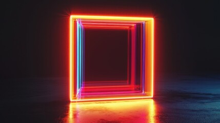 Vibrant Neon Square: A Digital Art Piece