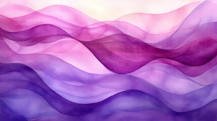 Fototapeta premium Abstract Watercolor Painting Purple Hues Flowing Waves