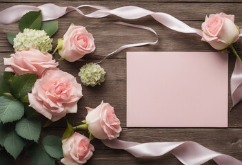 Floral Card Mockup with Roses