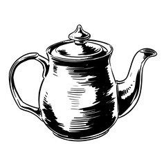 vintage and antique teapots line art hand drawn illustration