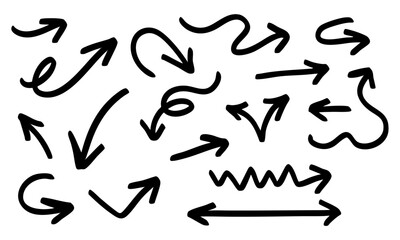 Stylized hand-drawn arrows on a white background for design