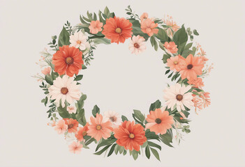 Vibrant Floral Circle Frame with Warm Tones