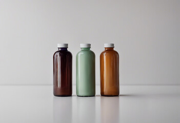 Trio of Modern Glass Bottles in Earthy Tones