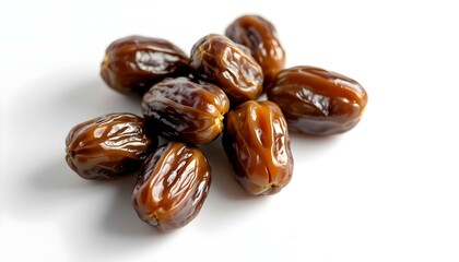 a close shot of Dates on white background
