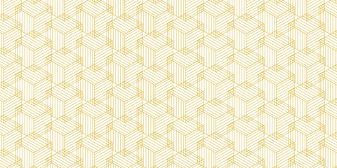 Golden outline square pattern, vector seamless pattern. Pattern included in swatch.