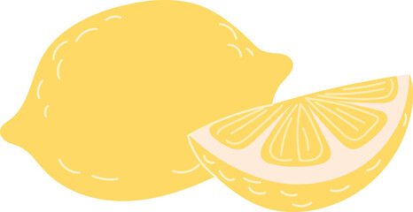 Whole Lemon with a Slice Showing Yellow Flesh