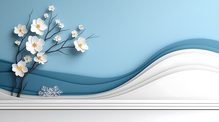 Symmetrical holiday-themed corporate banner in a modern style with soft winter tones, clean layout, and minimalist snowflake-inspired patterns, ultra-realistic, photo-realistic, highly detailed 