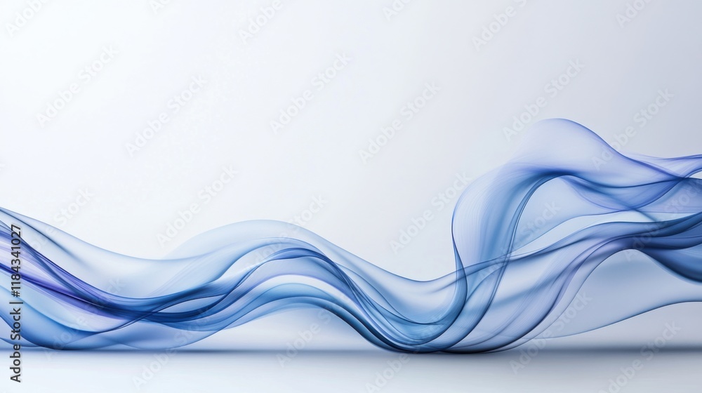 Aufkleber soft blue flowing waves on a light background creating a serene and ethereal atmosphere in digital a