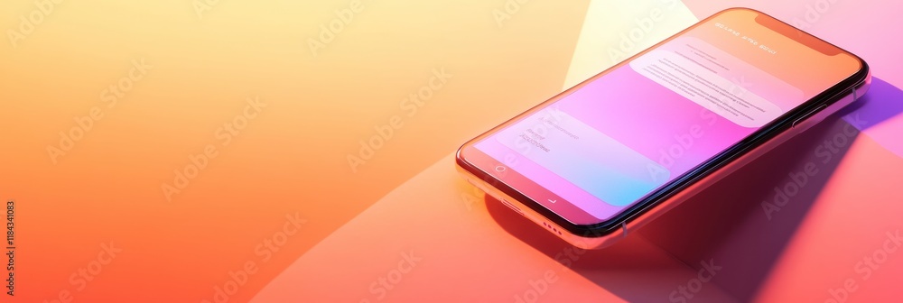 Aufkleber Close up view of a smartphone displaying a messenger chat with vibrant colorful background. Generative AI