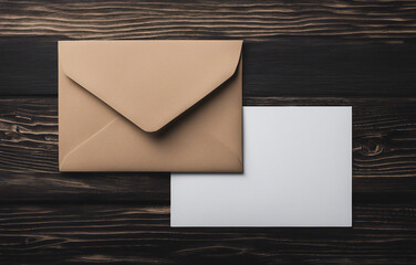 Correspondence Essentials Envelope and Card on Dark Wood