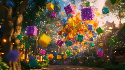 Colorful Cube Explosion 3D Background