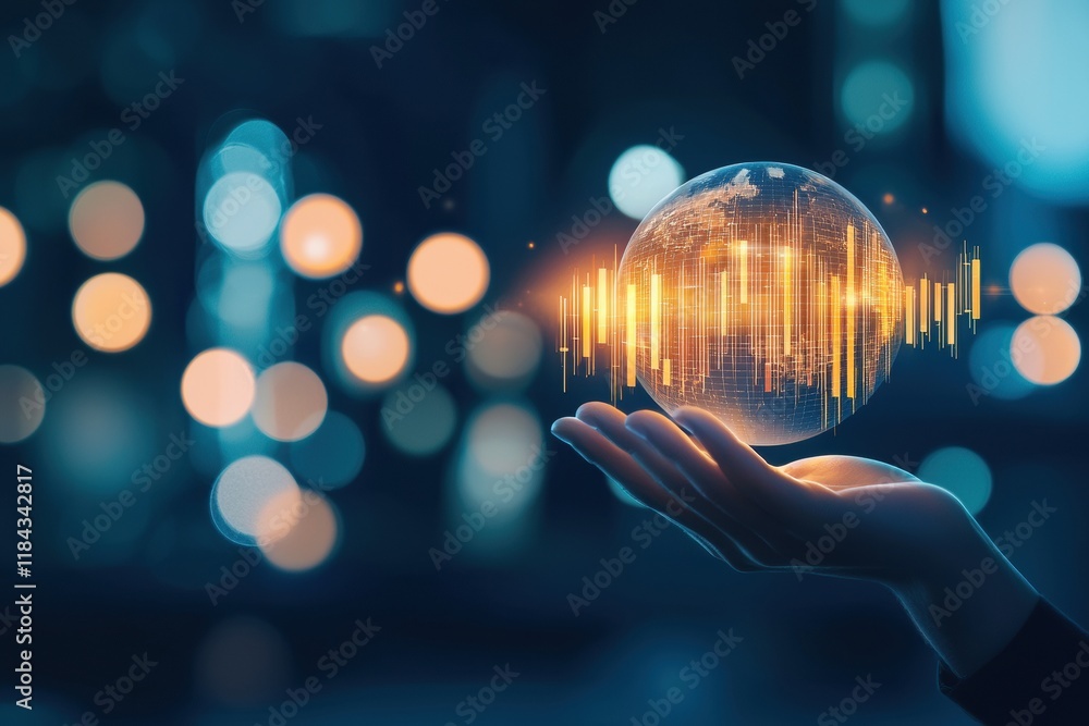 Aufkleber futuristic globe with sound waves representing technology and communication concepts