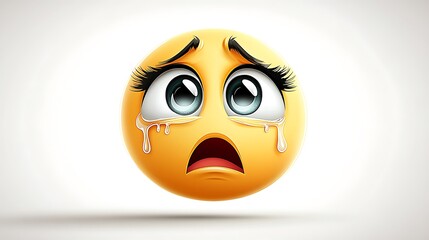 Sad emoticon with tears, worried expression, big eyes.