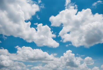 Fluffy White Clouds Against a Brilliant Blue Sky