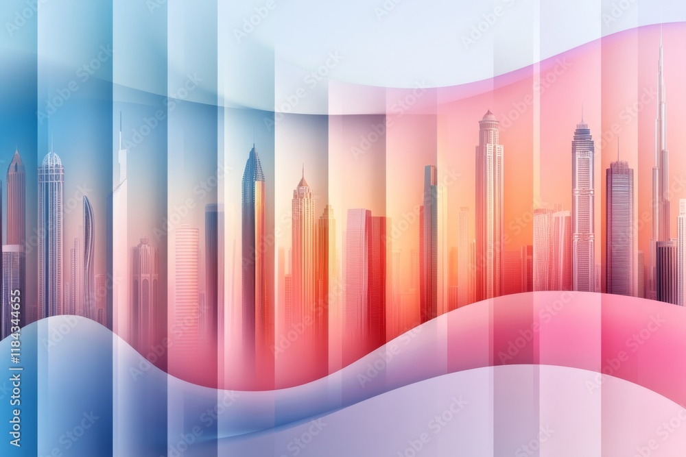 Aufkleber a flat design of the dubai frame, with simple rectangles and a gradient background to highlight its 