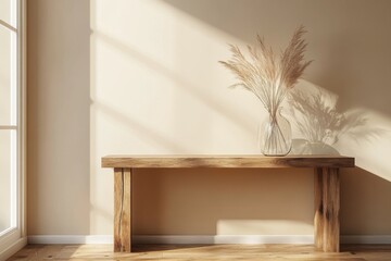 Minimalist interior with pampas grass symbolizing elegance and simplicity